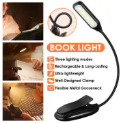 Clip On Book Reading Light Lamp USB Rechargeable Flexible Bed Desk Table Light