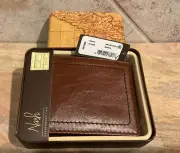 PATRICIA NASH Men’s Double Billfold ID Wallet Prato N71058 Brown MSRP $50 NIB