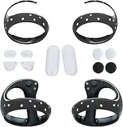 Controller Cover Skin + Silicone Pad Compatible for PSVR2 Controller, Anti-Bumping Silicone Soft Ring Cover with PS VR2 Sense Silicone Pad Protection Accessories Kit.(Black)
