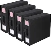 4-Pack Foldable Bed Sheets Set Organizers and Storage, Oxford Fabric Closet Organizers with Window, Folding Bedding Storage Box for Bed Sheets and Pillow Cube Organizer (Black)