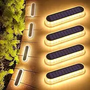 Lacasa Solar Deck Lights, 4 Pack 40LM Solar Powered Step Lights, LED Dock Lights Warm White 2700K Outdoor In-Ground Lights IP68 Waterproof Auto ON/Off for Garden Stairs Driveway Pathway Lighting
