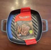 Victoria Square Grill Pan 10 X 10 Cast Iron Double Loop Handles