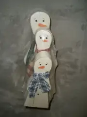 NIP Lot of 3 Hearthside Collection Snowmen Wood Block Decor