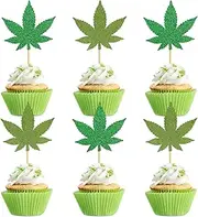 24 Pack Marijuana Leaf Cupcake Toppers 420 Marijuana Leaf Cupcake Picks Have a Dope 420 Birthday Theme Cannabis Legal Day Party Cake Birthday Decorations Supplies