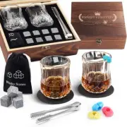 Whiskey Stones Gifts for Men, Whiskey Glasses Set of 2 with Chilling Rocks