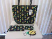 Vera Bradley Quilted Small Trimmed Bag, Wallet, Coin Purse, Pineapple Keychain