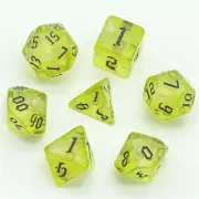 Yellow Glitter Party Glitter Dice (Silver font) 7-Dice Set RPG DND