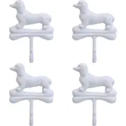 4x LVD Daschound Hanging Iron Hook Organiser Key Storage Home/Room Decor White
