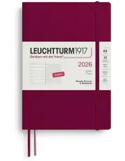 [LEUCHTTURM1917] Weekly Planner Notebook Medium A5 2026 Softcover in Port Red