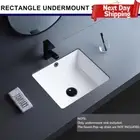 14x12in Rectangle Undermount Bathroom Sink, Ceramic Lavatory White