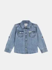 GUESS Blue Denim Jacket Size: 6, Polyester