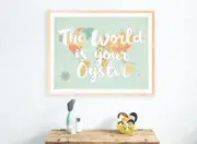 Modern Decor, World Map Print, Children's Wall Art Map, The World Is Your Oyster