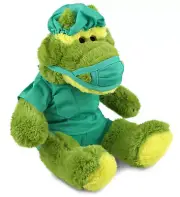 DolliBu Green Alligator Doctor Plush Toy Stuffed Animal with Outfit, 12 Inch