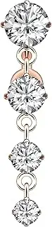[Generic] Body Piercing Women Surgical Steel Belly Button Bar Crystal Dangle Navel Ring
