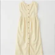 NWT Abercrombie & Fitch Women's Linen Blend Button-Front Dress Cream Size Medium
