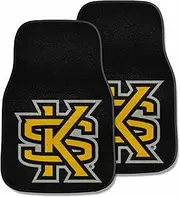 FANMATS 18660 Kennesaw State Owls Front 2-Piece Team Logo Carpet Car Mat Set, Front Row Automotive Floor Mats, Non-Slip Backing, Team Colors - "Interlocked KS" Logo