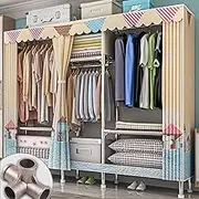 Portable Fabric Wardrobe Closet with Dust Proof Cover and Zippers for Shirts Garments and Shoes Freestanding Clothing Organizer for Storage 126x46x173 cm