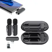 2Pcs Wireless Lavalier Microphone with Charging Case for Android iPhone iPad