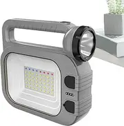 Solar Flashlight, Rechargeable Camping Lanterns, Multi-Purpose Spotlight, Solars Powered, Portable Night Lantern, Ideal for Fishing Hiking, Power Outages Use, Gray/Yellow