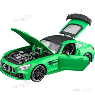 新品 模型車 1:24 Benz 奔馳 賓士AMG GTR 汽車模型 合金車模 聲光回力開門 收藏擺件生日聖誕節禮物sa