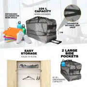 Gray Large Travel Duffle Bag Expandable Wheeled Luggage Weekender Bag Men Women