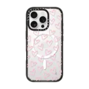 iPhone 16 Pro Impact Case MagSafe Compatible HEARTS / Light Pink Thin (Transparent)