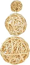 3Pcs Rattan Balls Decor Accents for Home Decoration Natural Handwoven Craft Balls for Party Xmas and Photography Props