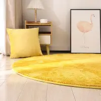 在飛比找Yahoo奇摩拍賣-7-11運費0元優惠優惠-專場:家用金黃色圓形地毯臥室防滑腳墊客廳吸水地墊可以機洗水洗