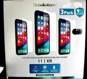 NEW BROOKSTONE 3 TEMPERED GLASS ULTRA CLEAR PROTECTORS IPHONE 11/XR