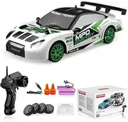 Remote Control Car RC Drift Car 2.4GHz 1:24 Scale 4WD 15KM/H High Speed Model Vehicle LED Lights Drifting Tire Racing Sport Toy Car for Adult Boy Girl Kid Gift 2Pcs Rechargeable Batterie