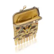 Whiting & Davis Petite Frame Purse with Flapper Style Fringe and Chain