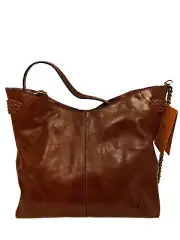 PATRICIA NASH BRYNNE COGNAC LARGE SHOULDER BAG w/ CHAIN & LEATHER STRAPS NWT