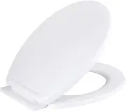ARVO Soft Close Toilet Seat - Fits Most Standard Pans, Adjustable Bottom Hinges - Value Range Oval Light Weight Plastic Toilet Seat - White