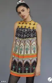NWT Anthropologie Conditions Apply Ivy Shift BOHO Multicolor Mini Dress Size XS