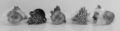 Metal Grape Leaf Napkin Rings Set of 5 Silver Tone Pewter Tableware 1 5/8” Diam.