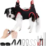 SlowTon Pet Grooming Hammock Supplies Kit for Small Dogs & Cats, 12 In 1 Dog Grooming harness with Comb & Nail Clippers File, Breathable Dog Grooming Restraint Sling Bag for Pets Nail Trimming Bathing