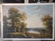 FRANK BOOTHE (after) HUDSON RIVER Original Repro Hand Painted on Canvas 24"x36"
