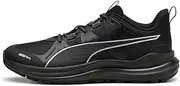[PUMA] Mens Reflect Lite Trail Running Sneakers Shoes - Black, Black-Cool Dark Gray Silver, 8
