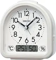 Seiko KR522W Alarm Clock Clock Analog Temperature Humidity Display White 4.4 x 4.3 x 2.1 inches (112 x 108 x 54 mm)