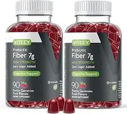 Prebiotic Fiber Gummies 7G Extra Strength Zero Sugar Added Digestive Heath Regularity & Natural Weight Support, Vegan Dietary Supplement for Adults & Teens, Pectin Chewable Gummy Fruit Chews (2 Pack)