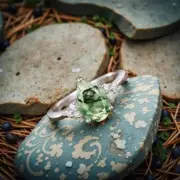 Vintage Natural Moss Agate Engagement Ring Nature Inspired Agate Promise Ring