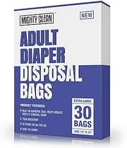 Mighty Clean Extra Large Adult Diaper Disposable Bags - 30 Bags | Leak-Proof, Odor Sealing, Tear Resistant | Discreet for Diapers, Incontinence Pads, Sanitary Product Disposal | Durable and Unscented