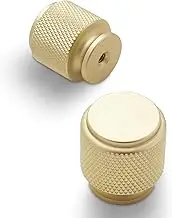 BUKOBYHE 10 Pack Brushed Brass Kitchen Cabinet Knobs & Pulls - Gold Knurled Drawer Knobs