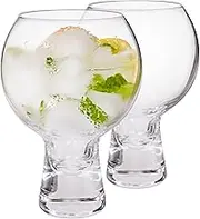 Rink Drink 525ml Short Stem Gin Glasses Set - Pack of 2 - Large Modern Tonic Cocktail Glass Dishwasher Safe Wine Drinking Balloon Goblet Bowl Copa Glass with Stem