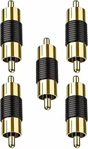 5 Pack RCA Male to Male Adapter, tunghey RCA Male to Male Coupler, Gold Plated Dual Male Connector RCA M-M Adapter