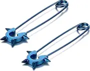[Generic] 2Pcs/1Pair Funny Stainless Steel Pin Spikes Earrings for Women Man Paperclip Safety Steel Stud Punk