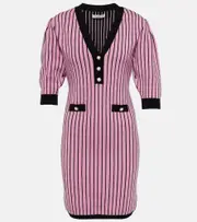 [Alessandra Rich] Alessandra Rich Pinstriped knit minidress AU 8 pink