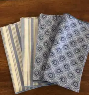 Set of 4 Blue Cotton Dinner Napkins-20" Square-Mixed Prints New