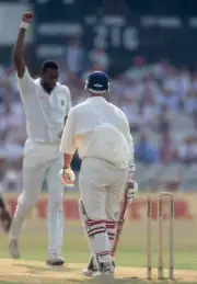 England batsman Nick Knight is bowled by Courtney Walsh of th- Old Cricket Photo