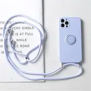 Ring Holder Strap Case for Samsung Galaxy S22 Ultra S21 Plus S20 FE A52 A72 A12 A21S Crossbody Cord Lanyard Magnetic Cover for S21 Plus Blue Purple